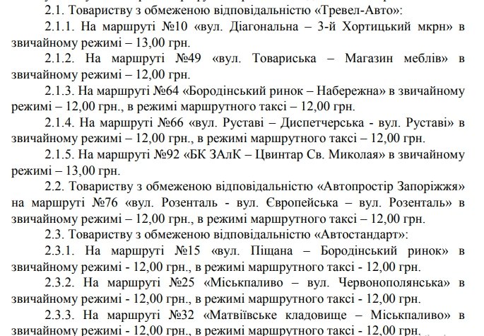 Проект рішення із підвищеними цінами на проїзд у громадському транспорті Запоріжжя